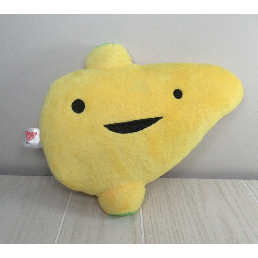 I Heart Guts  I'm a‎ Liver Not a Fighter plush yellow USED w/ flaw READ